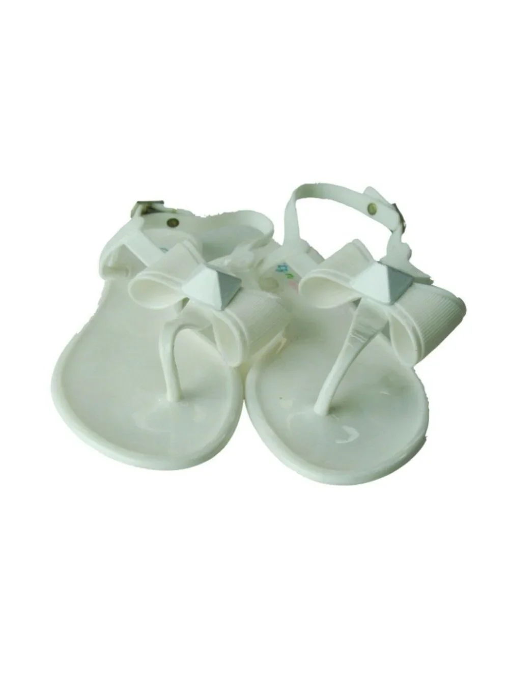 White Bow Jelly Sandals Size 2 Glitz N Glam